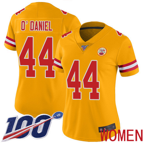 Women Kansas City Chiefs #44 ODaniel Dorian Limited Gold Inverted Legend 100th Season Nike NFL Jersey->women nfl jersey->Women Jersey